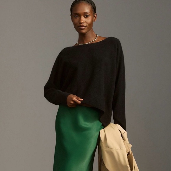 Anthropologie Sweaters - Anthropologie Cashmere Oversized Black Off-the-Shoulder Sweater
